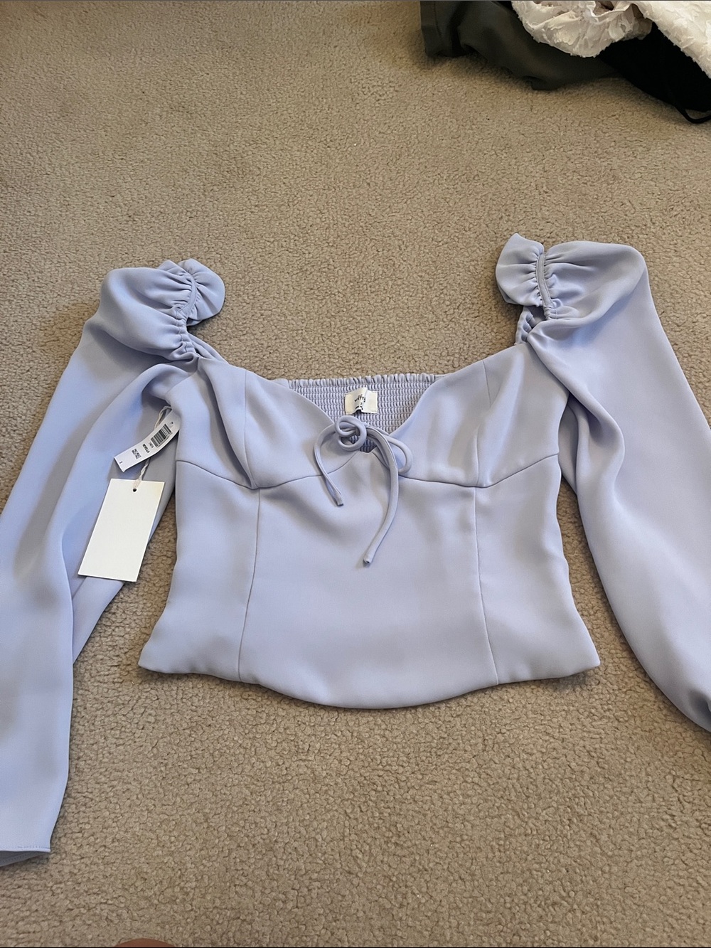 Wilfred Lavender Puff-Sleeve Tie-Front Crop Top
